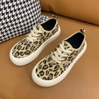 娜瑟微豹纹帆布鞋女ins潮2021春季新款网红平底休闲单鞋原宿风港味板鞋