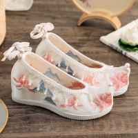 娜瑟微古风鞋子女汉服鞋内增高原创鞋子汉服古风翘头鞋配古装高跟绣花鞋