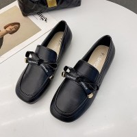 娜瑟微小皮鞋女气质职业2021春新款百搭懒人一脚蹬小香风平底蝴蝶结单鞋