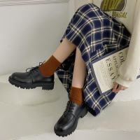 娜瑟微2021新款英伦风小皮鞋春秋学院系带韩版jk黑色日系复古圆头松糕鞋