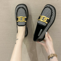 娜瑟微小皮鞋女英伦风2021春季新款网红百搭时尚休闲圆头套脚粗跟工作鞋