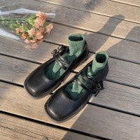 娜瑟微法式方头玛丽珍小皮鞋女配裙子英伦风2021春季新款白色复古jk单鞋