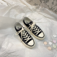 娜瑟微2020新款帆布鞋女ulzzang复古港味港风板鞋ins潮流女鞋子百搭街拍