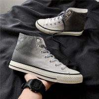 春季青少年韩版潮流百搭男鞋学生渐变色高帮帆布潮鞋休闲高邦板鞋