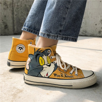 男鞋猫和老鼠动漫联名夏天高帮帆布板鞋潮流百搭学生2021新款潮鞋