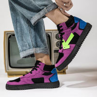 鞋子男2021春季新款高帮帆布板鞋潮流百搭欧洲站潮牌个性中帮潮鞋