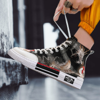 男鞋2021新款国潮中国古风潮流百搭高帮板鞋春季韩版休闲帆布潮鞋