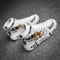 帆布鞋男2021春季新款潮流百搭潮鞋初中学生小白休闲运动高帮板鞋