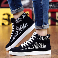 春季高邦男鞋子潮鞋男生运动休闲板鞋潮流韩版百搭男士高帮帆布鞋