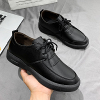 春季男鞋防滑防水厨房上班专用青年休闲皮鞋厨师鞋男士黑色工作鞋