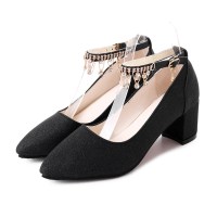 单鞋子女2021春秋款百搭一字带法式少女高跟鞋粗跟中跟学生晚晚鞋