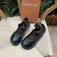 森女系小皮鞋女ins复古英伦风学生韩版百搭软妹黑色浅口chic皮鞋