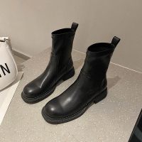 韩国网红ins马丁靴弹力靴女2021秋新款舒适圆头套筒显瘦短靴