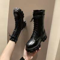 厚底马丁靴女英伦风2021秋季新款薄款机车短靴子百搭春秋单靴