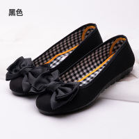 老北京布鞋女时尚软底平底工作鞋黑色2021新款豆豆鞋夏季女式单鞋