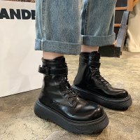 娜瑟薇马丁靴女潮ins2021年春秋新款英伦风靴子薄款短靴女春秋单靴