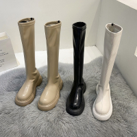 娜瑟薇不过膝靴女秋冬新款后拉链长筒皮靴女厚底瘦瘦高筒靴女骑士靴长靴