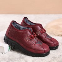 娜瑟薇妈妈鞋冬季老北京布鞋中老年奶奶鞋复古印花加绒保暖软底