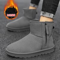 娜瑟薇雪地靴男加绒冬季保暖皮毛一体棉鞋户外马丁面包东北抗寒