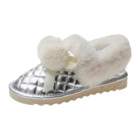 娜瑟薇皮毛一体毛球雪地靴女2021年冬季加绒加厚保暖鞋面包鞋