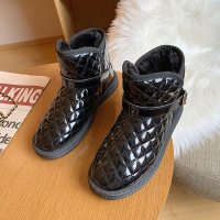 娜瑟薇皮面雪地靴女2021年冬季新款百搭短靴保暖加绒鞋面包鞋