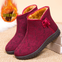 娜瑟薇老北京棉鞋冬季保暖老人鞋加绒加厚妈妈鞋软底防滑奶奶棉靴雪地靴