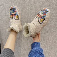 娜瑟薇平底加绒保暖雪地靴女2021冬季新款舒适日常简约气质个性短靴