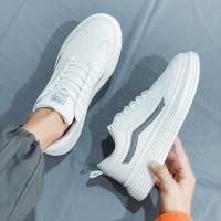 娜瑟薇男鞋春季2022新款小鞋运动内增高厚底白鞋皮面青少年潮鞋