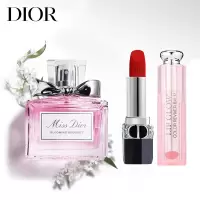 迪奥(Dior)迪奥小姐花漾甜心女士淡香水30ml+烈艳蓝金999丝绒正红色口红3.5g+004淡橘色唇膏礼盒套装
