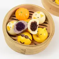 卡通包子馒头儿童早餐奶黄包猪猪包豆沙包早饭半成品宝宝速冻包子 山竹包320克/1包 (紫薯馅)