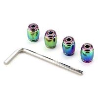 汽车轮胎气门芯盖防盗气门嘴帽金属防放气通用型个性车胎轮毂装饰 彩色（4颗装带扳手） 均码