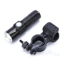 夜骑t6自行车灯车前灯USB充电强光LED手电筒山地车骑行装备配件 迷你款USB前灯黑色(送灯架)