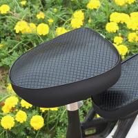 电动车座垫套电瓶自行车车防水防晒罩隔热皮革简易款通用座套 皮革全包(防水)黑色 圆头款前座