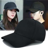 帽子女韩版学生四季勾勾帽百搭刺绣棒球帽运动鸭舌帽防晒遮阳帽男 光板黑色