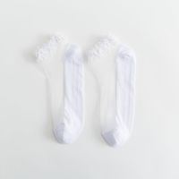 蕾丝花边袜子女短袜透明夏季薄款网纱洛丽塔水晶玻璃丝浅口ins潮 2双白色