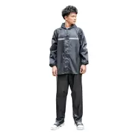 雨衣雨裤套装男女防暴雨双层分体骑行雨衣电瓶车休闲外卖透气雨披 黑色休闲雨衣套装 M