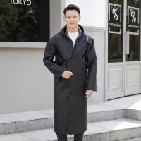 长款雨衣外套男女通用全身防暴雨徒步风衣雨披环卫保安连体雨衣 普通黑色长身雨衣 (男女同款) L