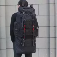 L户外登山包男背包防水轻便旅行包超大容量打工行李包旅游出差 黑色