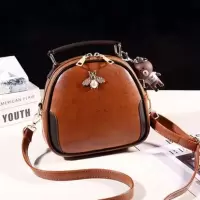 真皮女包小包包2021新款韩版蜜蜂包百搭手提包单肩斜挎包网红女包 蜜蜂款棕色