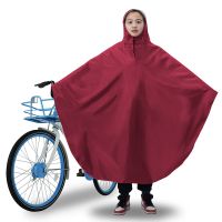 雨衣自行车电动车加大加厚雨衣男女式学生雨披成人骑行防暴雨雨具 加厚-牛津布[红色]