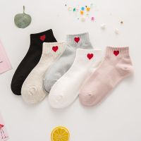 袜子女短袜浅口夏春季韩国可爱日系学院风韩版棉袜短腰ins网红袜 爱心短袜 三双体验装(颜色随机)