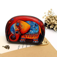 风琴拉链小卡包女式多卡位卡通迷你零钱包半圆卡包可爱卡片夹卡包 泰国小象(零钱位+卡位)