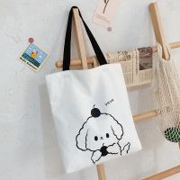 帆布包女单肩包ins百搭简约小清新文艺手提袋韩版可爱学生帆布袋 鸭梨--白色