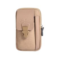 男士穿皮带手机包三层耐磨两层帆布腰包工地工作多功能运动拉链包 两层插笔6.5寸卡其 单品