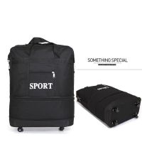 赠锁158航空托运包大容量旅行袋航空旅行箱万向轮搬家折叠行李包 小号小圆轮黑色[一层收缩] 不送锁