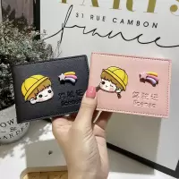 情侣款驾驶证皮套女可爱卡通网红超薄行驶证二合一驾照本保护套 右驾小黄帽女粉一对星彩虹 2卡位