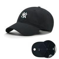 帽子女夏季鸭舌帽遮阳防晒百搭ny棒球帽男新款帅气韩版潮流太阳帽 软顶-黑帽白标NY 可调节(52-62CM)男女同款