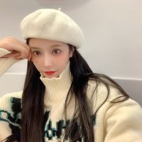 毛线贝雷帽子女新款百搭圆脸秋冬季女学生韩版英伦风春秋洋气时尚 主图款