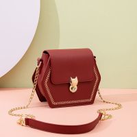 春季小CK包包女2021新款潮网红几何形百搭链条时尚菱形单肩斜挎包 玛瑙红
