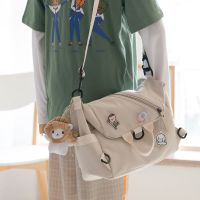 高颜值书包女ins双肩包韩版古风森系包包斜挎百搭大学生背包 LL3010-白色 无胸针无挂件